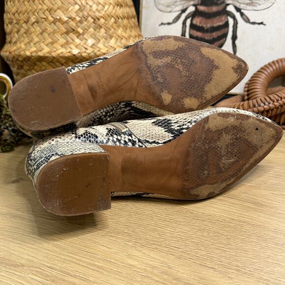 COLE HAAN Eva Booties Size 8 Snake Embossed Leather Heeled Ankle Boots - Picture 5 of 7